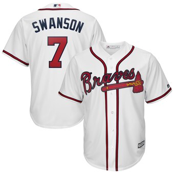 Dansby Swanson Atlanta Braves Majestic 2019 Home Official Cool Base Player Jersey  – White – ThanoSport