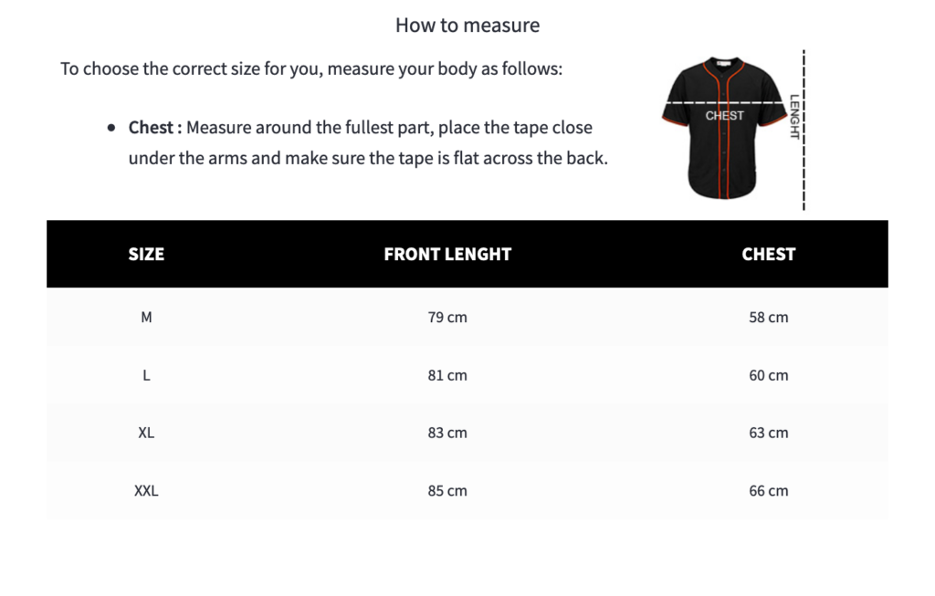 Mls Jersey Size Chart